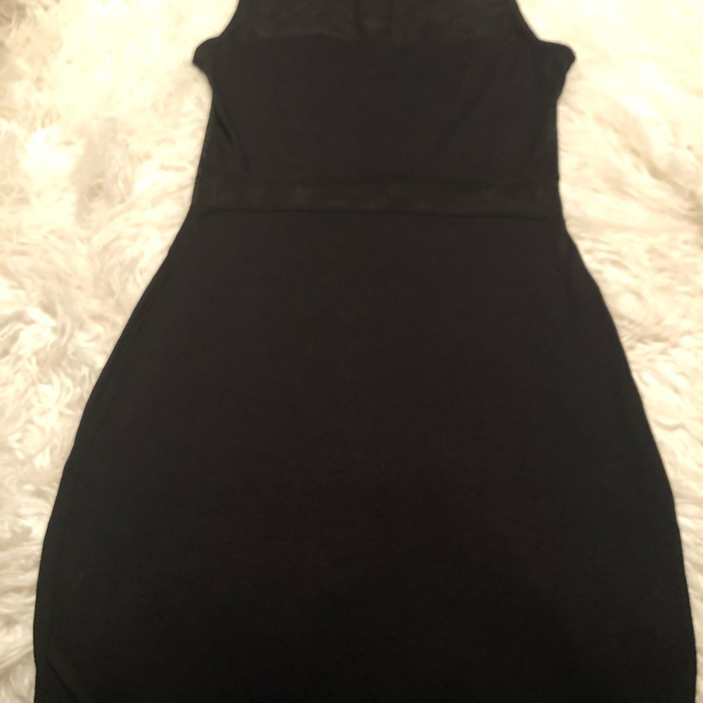Black solid and satin dress